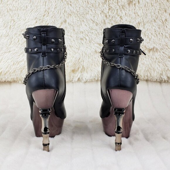 Muerto Finger Bone High Heel Ankle Boots Charm Chain Demonia 1001 - Picture 7 of 16